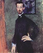 Amedeo Modigliani Portrat des Paul Alexanders vor grunem Hintergrund Spain oil painting artist